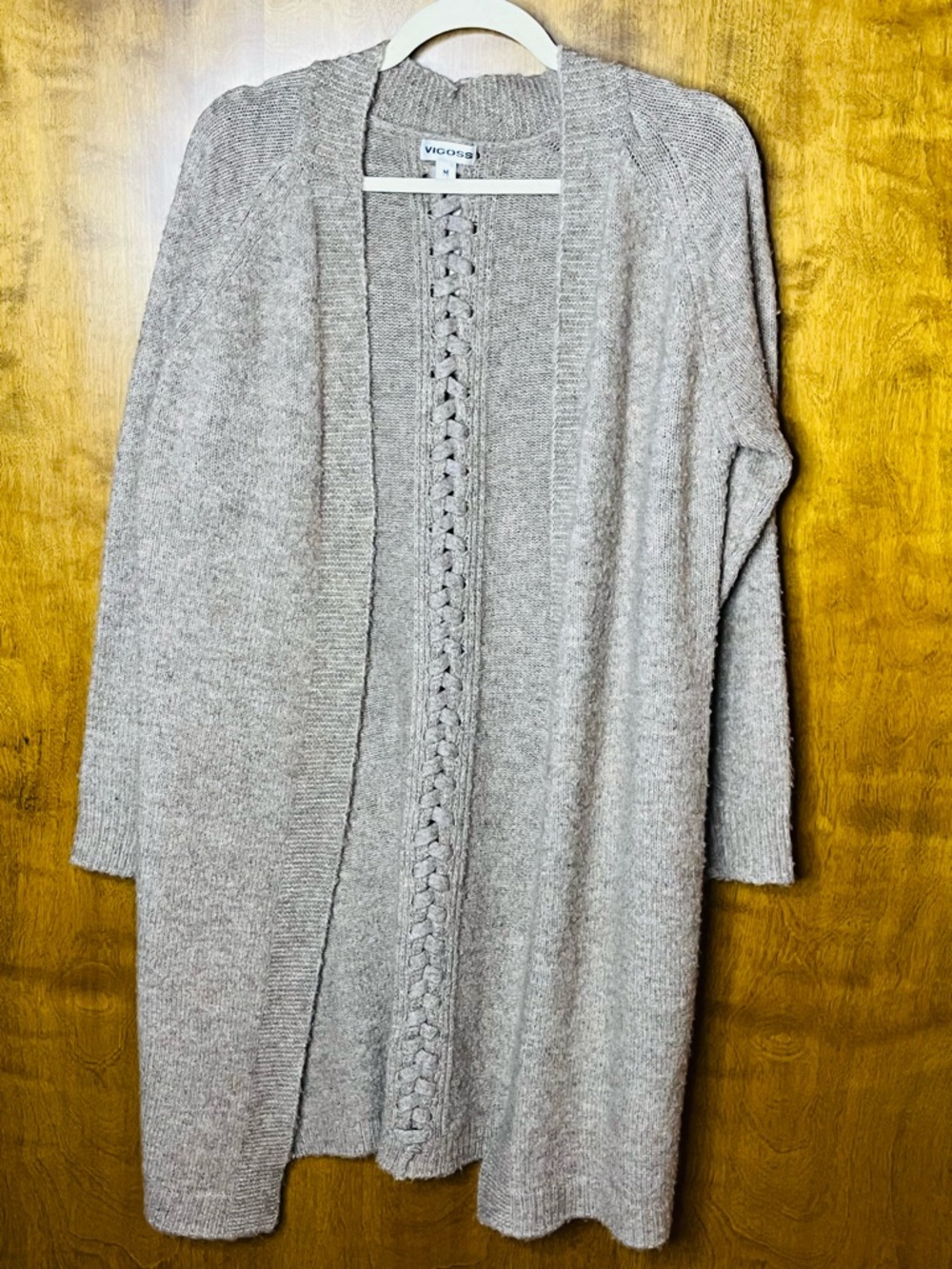 Vigoss Gray Lace Up Back Cardigan Sweater Size Medium Open Front
